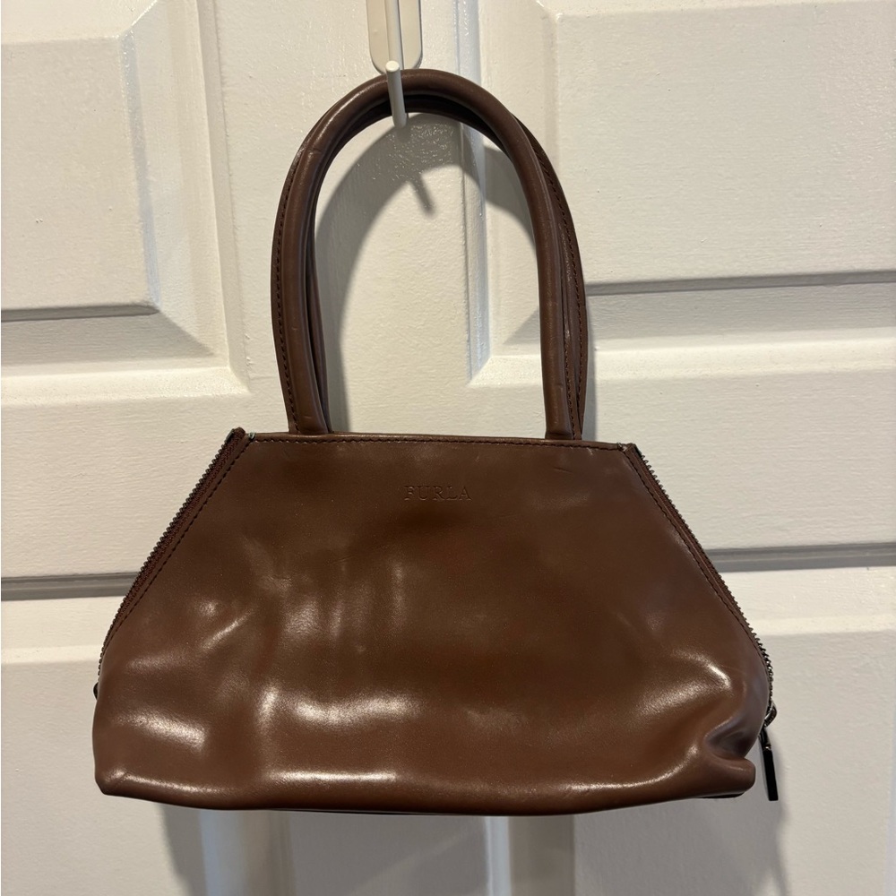 Brown and Green Vintage Furla Leather Purse